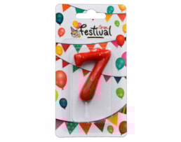 Vela de celebração de número 7, c/ 6cm, vermelho