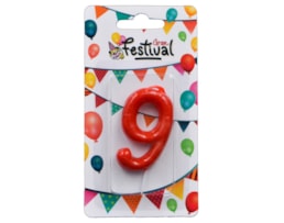 Vela de celebração de número 9, c/ 6cm, vermelho