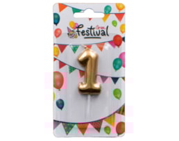 Vela de celebração de número 1, c/ 6cm, ouro