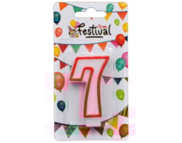 Vela de celebração de número 7, c/ 7cm, vermelho/branco