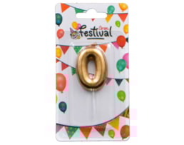 Vela de celebração de número 0, c/ 6cm, ouro