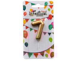 Vela de celebração de número 7, c/ 6cm, ouro