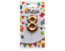 Vela de celebração de número 8, c/ 6cm, ouro