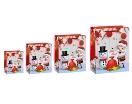 Sacos Asa cordão Lux 210g 55X18X50, Boneco de Neve, 12Uni