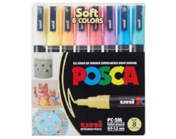 Marcador Uni Posca PC-3M, Pack c/ 8 cores pastel sortidas
