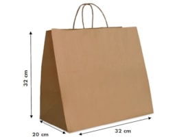 Saco c/ asa torcida 32X20X32cm Take away. kraft Liso, 25 uni