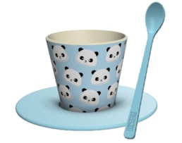 Copo de café, 90ml, c/ prato+colher RPET, ID5215, Panda
