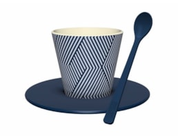 Copo de café, 90ml, c/ prato+colher RPET, ID5223, Optical