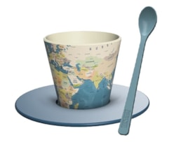 Copo de café, 90ml, c/prato+colher RPET, ID5213, Blue Map