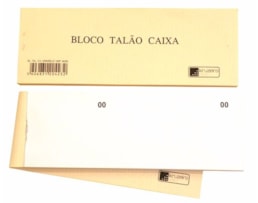 Bloco Talão de caixa, Kruzeiro, 100 Fls. numerados, Branco