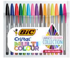 Esferográfica Bic Cristal Large, Multicolour, Bl. c/15 Sort.