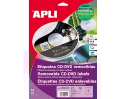 Etiquetas Apli, CD R. 2001, 114mm, removivel Bl. c/10 Fls
