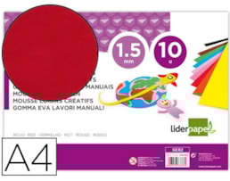 Eva (Moosgummi) Lider, A4, 1,5mm,  c/10 Fl. vermelho