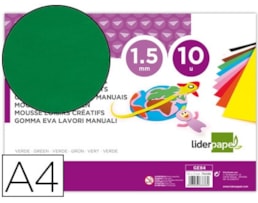 Eva (Moosgummi) Lider, A4, 1,5mm,  c/10 Fl. verde