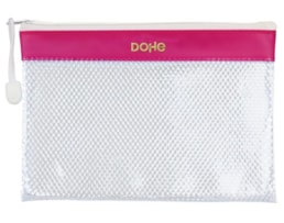 Bolsa PVC 0,25mm, Dohe 91218, c/ fecho zip, A4, Banda Rosa