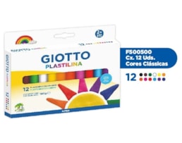 Plasticina Giotto Refª500500, 180g. Cx. c/12 cores clássicas