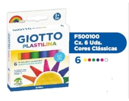 Plasticina Giotto Refª 500100, 90g. Cx. c/ 6 cores clássicas