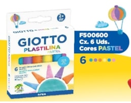 Plasticina Giotto Refª 500600, 90g. Cx. c/ 6 cores pastel