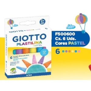 Plasticina Giotto Refª 500600, 90g. Cx. c/ 6 cores pastel