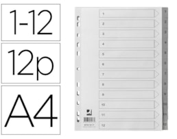 Indice Separador Q-Connect, KF01917 A4, PP, 1 a 12, c/ index