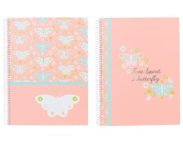 Caderno A4 Ancor, Esp, C/D, 80F/90g, B`Log Butterflies, Quad