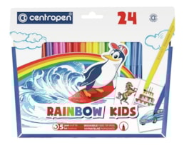 Marcador Centropen Rainbow Kids, Cx cartão 7550/24, 24 cores