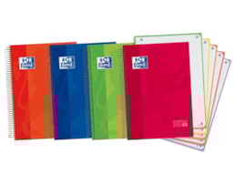 Caderno Espiral Oxford A4, C/D, 120F./90g Banda cores , Quad