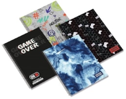 Caderno A5 Ancor, Esp, C/Dura, 80F/90g. Teen Inverse, Paut.