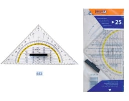 Esquadro Geométrico First, 25cm. c/ pega, Refª 662