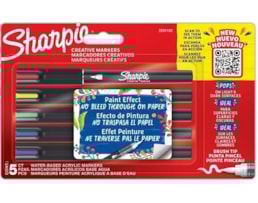 Marcador Sharpie, acrílico base água, pincel, Bl. c/5 cores