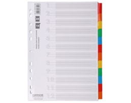 Separadores Office P, A4, Cartolina c/12 Pestanas laminadas