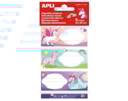 Rotulos Esc. adesivos, Apli, 9 Etiq. 35X75mm, Unicornio
