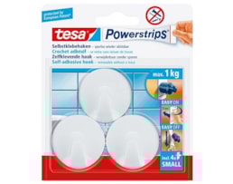 Autoc. Tesa Powerstrips 57577, 3 Mini Gancho Circulares Bco