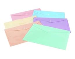 Envelope PP c/ botão A4, (235X330), Cxa. X 60 Cores pastel