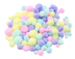 Pompons v/ tamanhos, 2178, saco c/300 cores pastel sort.
