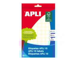 Etiquetas Apli 10,  10mm, Refª1625, branco, Bl. c/10 Fls