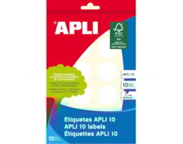 Etiquetas Apli 10,  19mm, Refª1628, branco, Bl. c/10 Fls