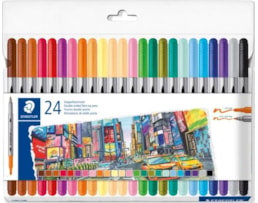 Marcador Staedtler 3200C24, dupla ponta c/ 24 cores
