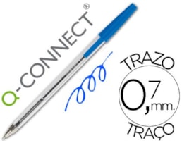Esferográfica Q-Connect, cristal, Ponta média, Azul