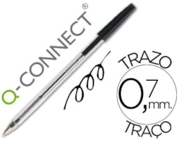 Esferográfica Q-Connect, cristal, Ponta média, Preto