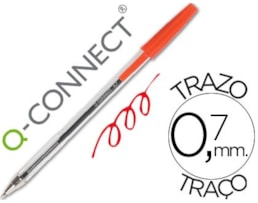 Esferográfica Q-Connect, cristal, Ponta média, Encarnado