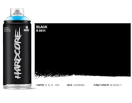 Tinta Spray MTN Hardcore, 400 ml, Preto Brilhante