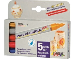 Marcador Hobby Line, Porcelana+vidro, metálico, 1-3mm, Set 5