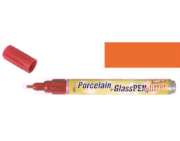 Marcador Hobby Line, Porcelana+vidro, Glitter, 1-3mm,Laranja