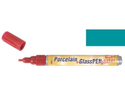 Marcador Hobby Line,Porcelana+vidro,Glitter,1-3mm,Turquesa