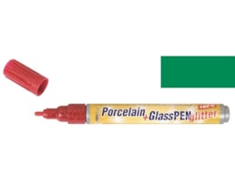 Marcador Hobby Line,Porcelana+vidro,Glitter,1-3mm, Verde Cl.