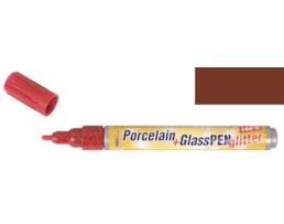 Marcador Hobby Line,Porcelana+vidro,Glitter,1-3mm,Castanho