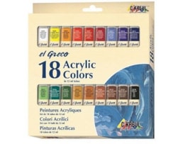 Acrilico EL GRECO, 12ml. Set c/ 18 cores
