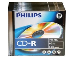 CD-R Philips 700Mb 52x 80min Slim, Pack 10