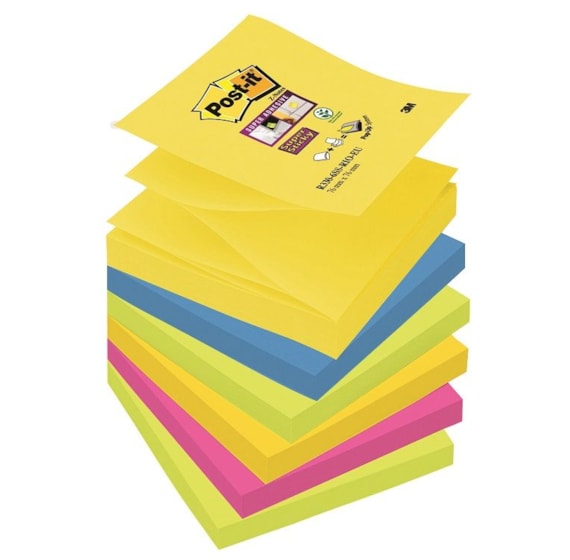 Blocos Post it ZigZag 76X76mm R330SSVP16, Pack c/16 Sort AUM